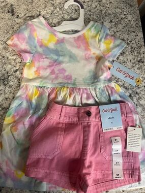 Cat & Jack Pastel Tie-Dye Dress with Pink Shorts